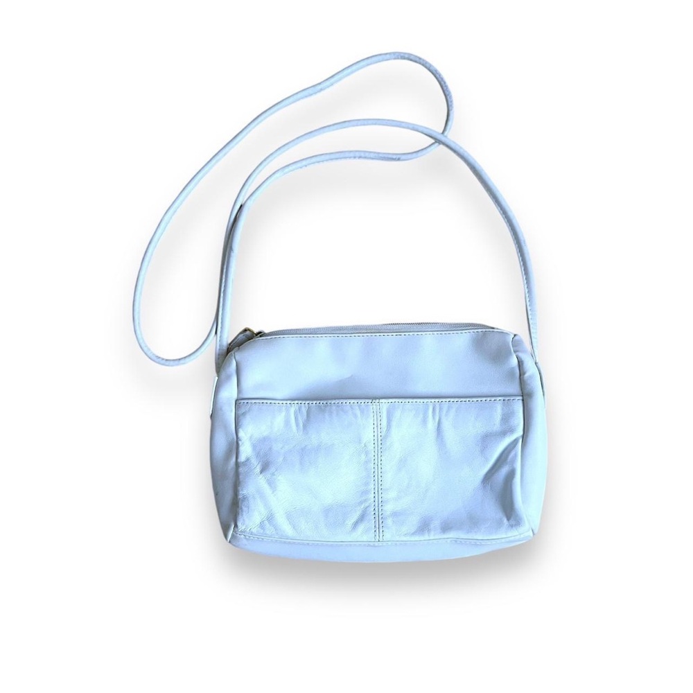 Vintage white leather crossbody bag